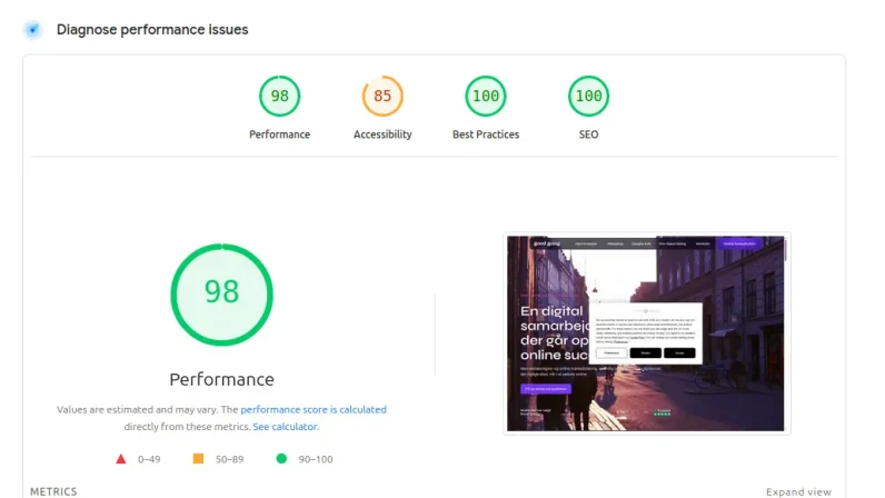 insight-pagespeed-Good-Going-digitalt-bureau